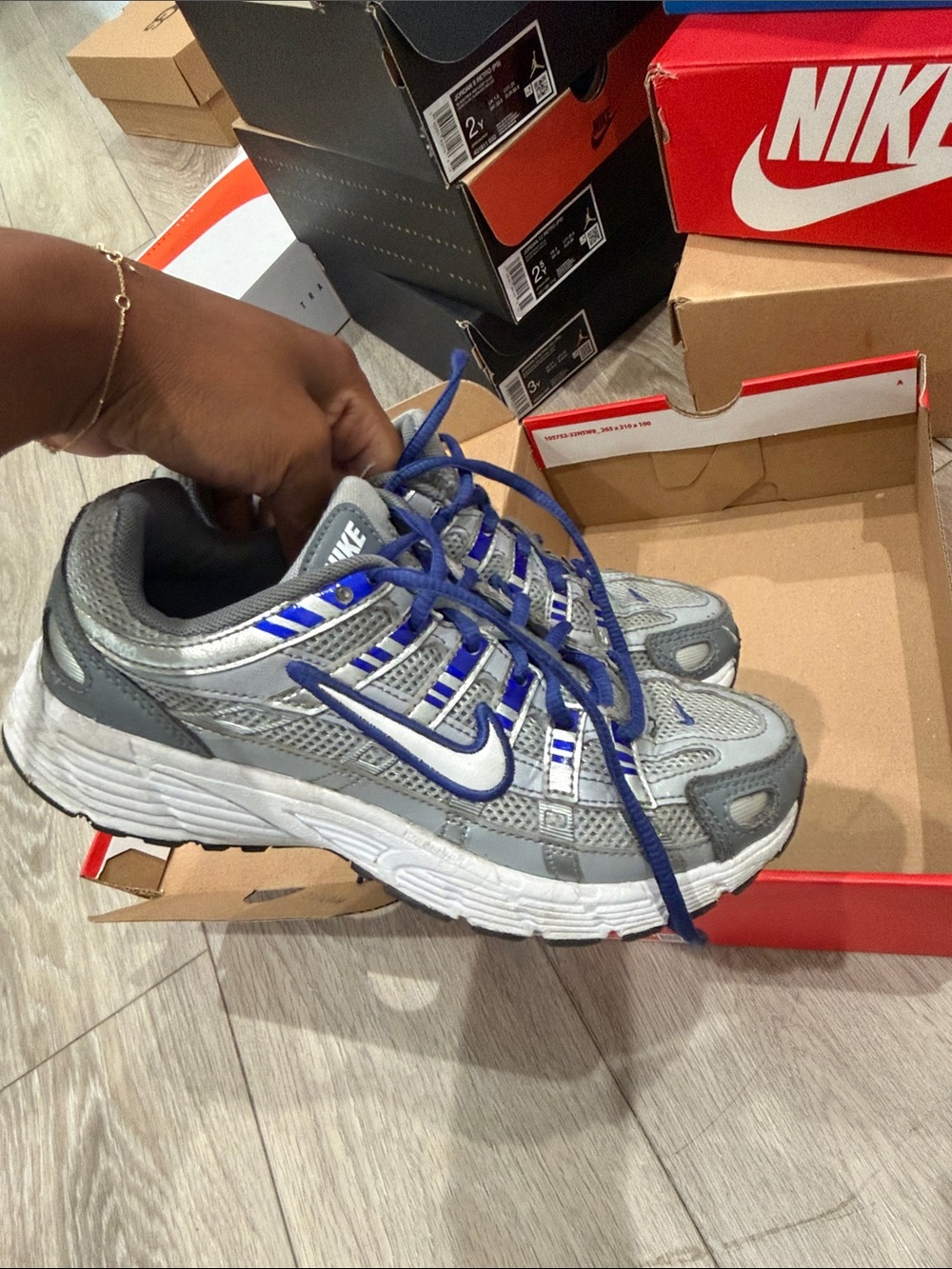 Nike P-6000 Gray & Blue Running Sneakers